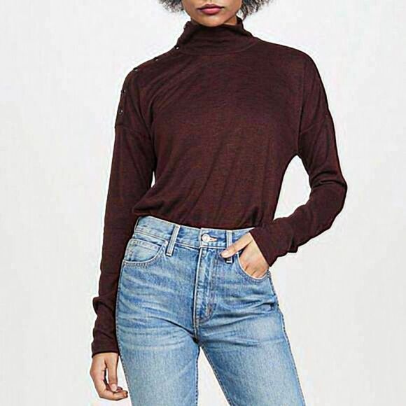 Paige Paxton Cabernet Black Convertible‎ Neck Sweater Size Small - Picture 1 of 8